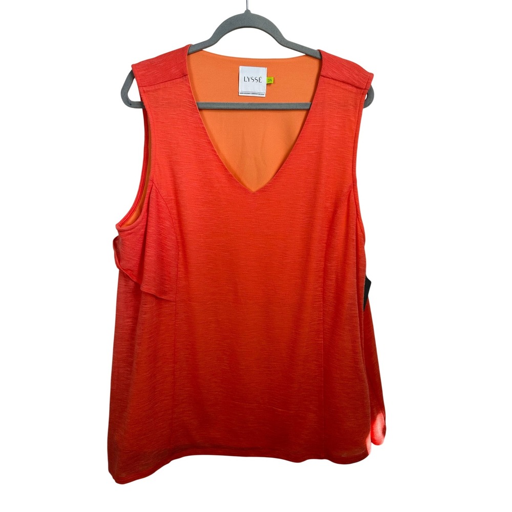 Lysse Tank Top Women 3X Coral Orange New Layered V-Neck BACKBeautiful